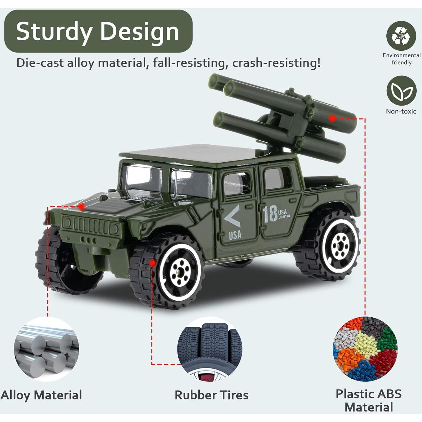 Vehículos Militares Diecast Shellvcase Paquete 6 Juguetes