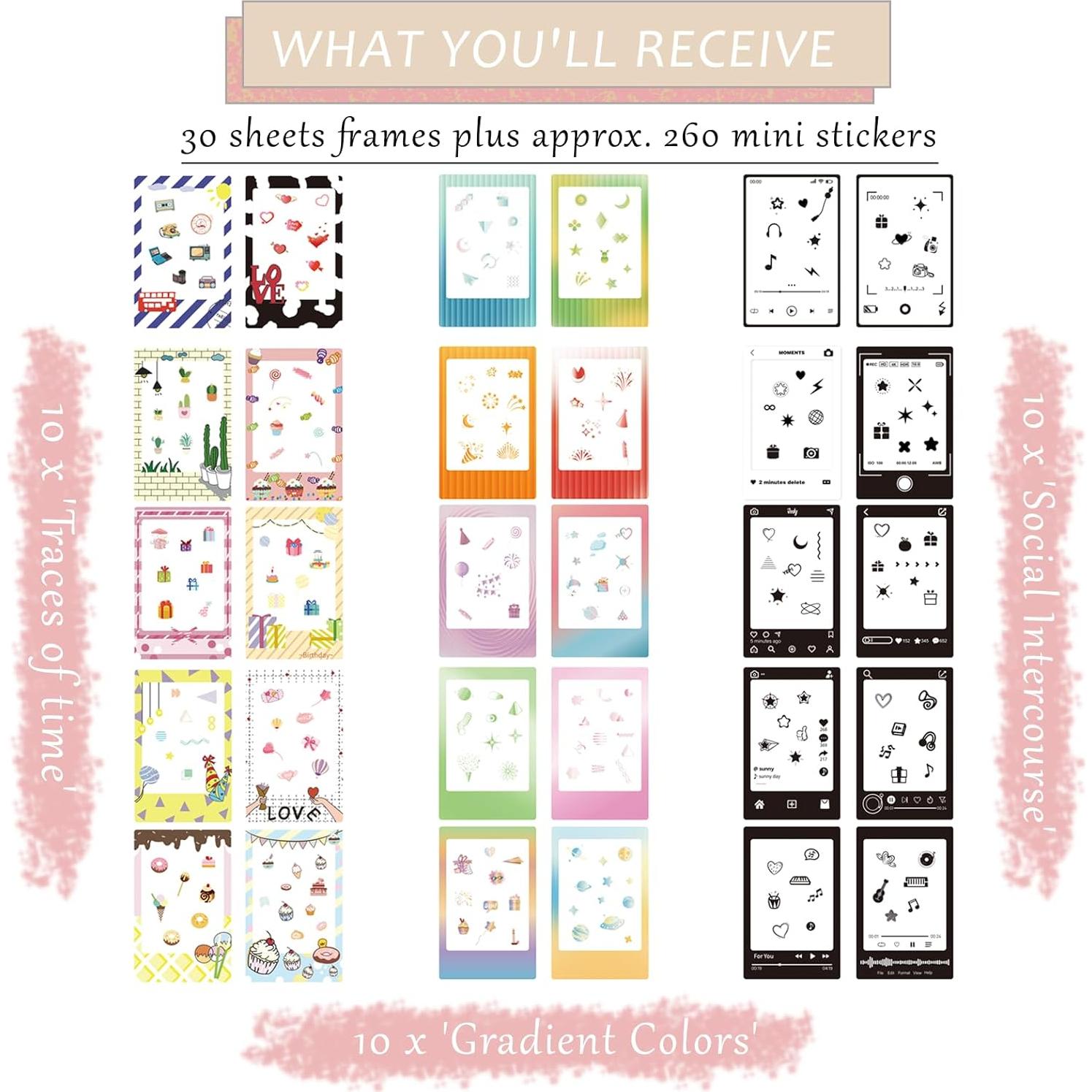 Marcos de Pegatinas para Película Fujifilm Instax Mini 30pcs