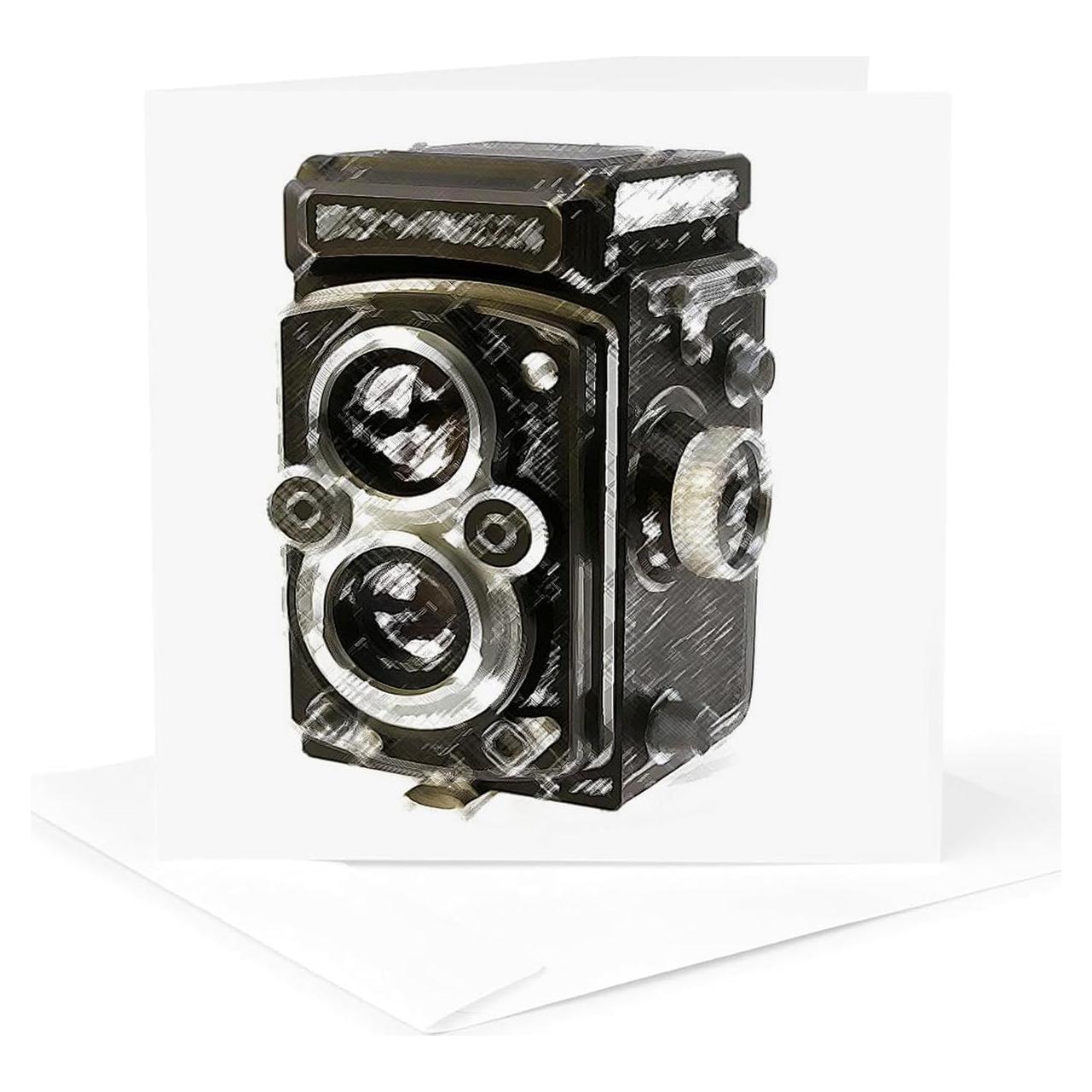 3dRose Greeting Card - Picture of a Vintage Twin Lens reflex TLR camera - KIKE CALVO vintage camera collection