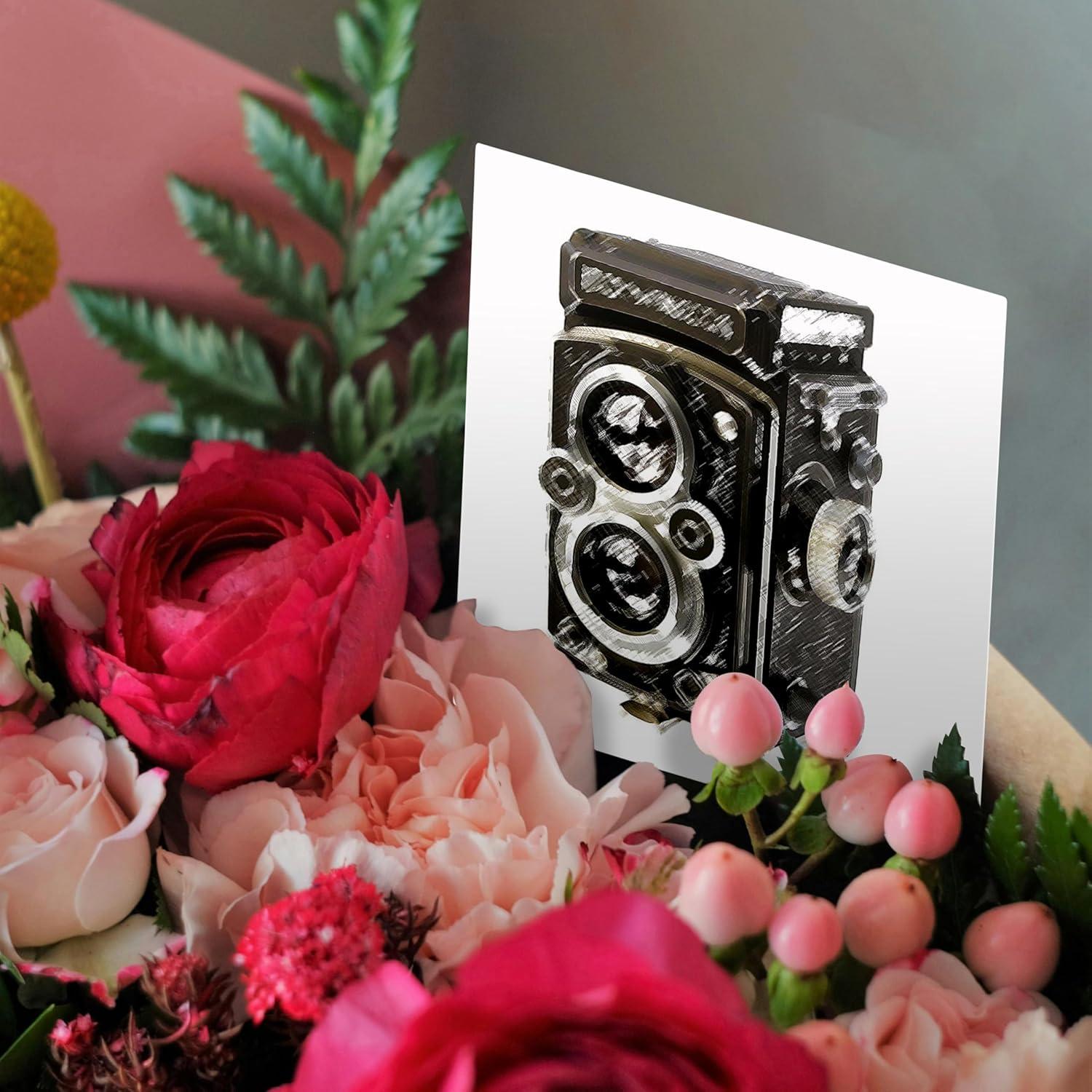 3dRose Greeting Card - Picture of a Vintage Twin Lens reflex TLR camera - KIKE CALVO vintage camera collection
