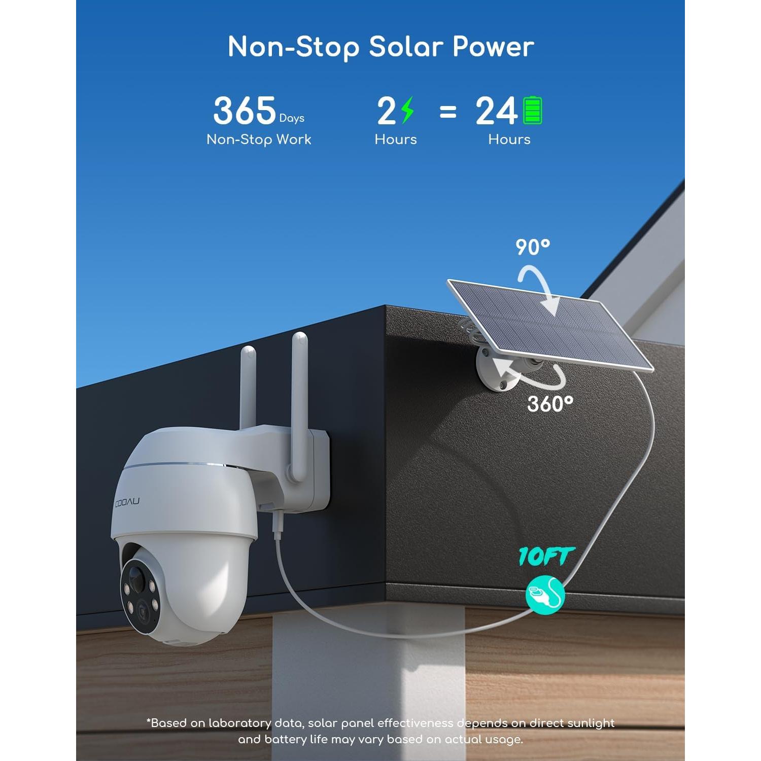 Cámara de Seguridad Solar COOAU C7 4MP Inalámbrica 360°