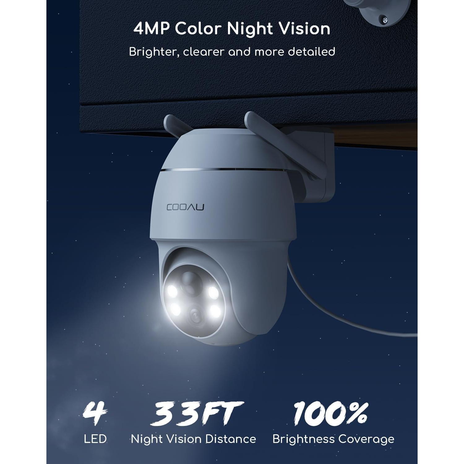 Cámara de Seguridad Solar COOAU C7 4MP Inalámbrica 360°