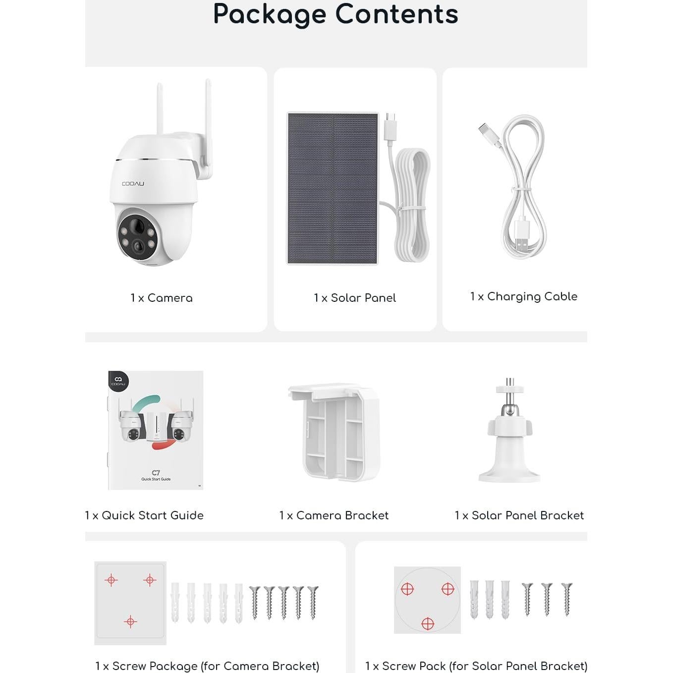 Cámara de Seguridad Solar COOAU C7 4MP Inalámbrica 360°