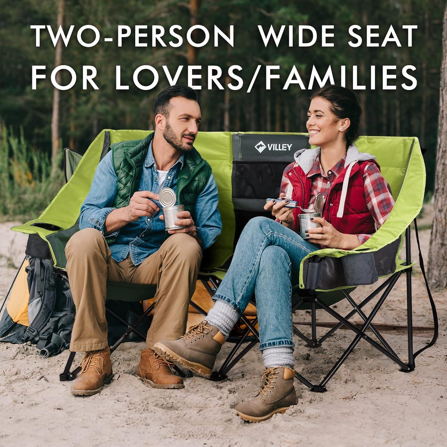 Silla de Camping Doble VILLEY con Bolsa de Enfriamiento 272 kg