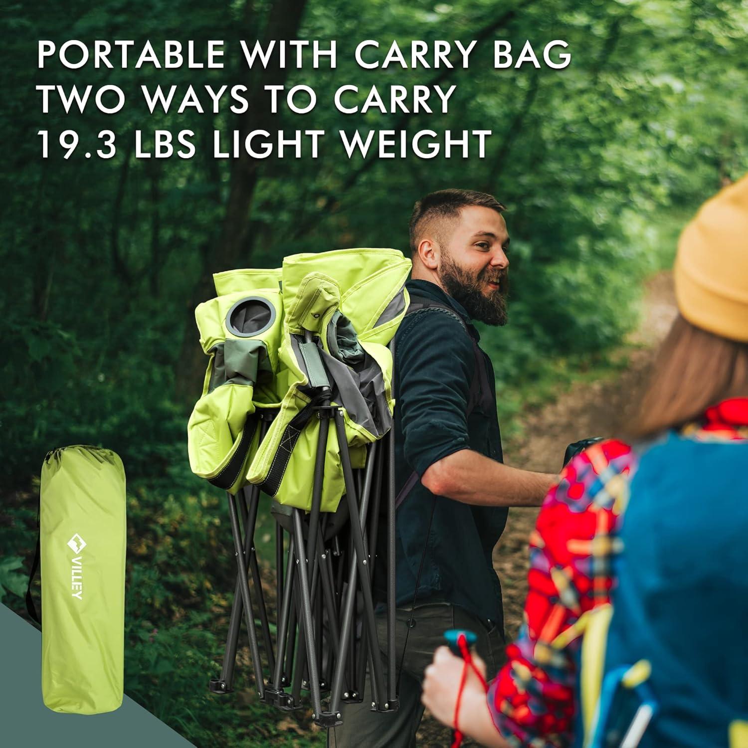 Silla de Camping Doble VILLEY con Bolsa de Enfriamiento 272 kg