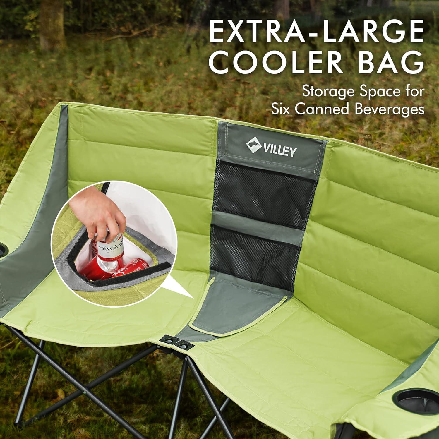 Silla de Camping Doble VILLEY con Bolsa de Enfriamiento 272 kg