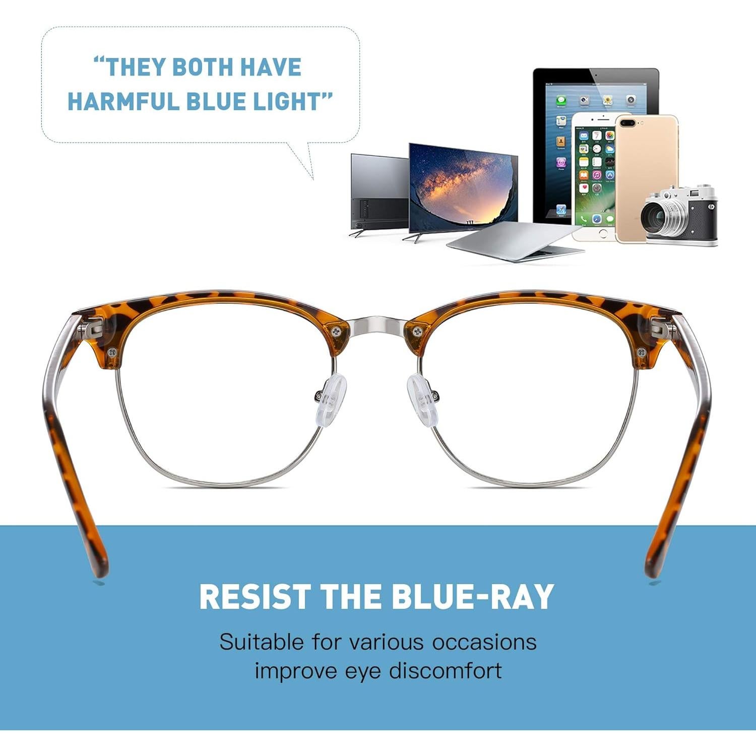 Gafas AOMASTE Anti Luz Azul Media Montura UV Claro