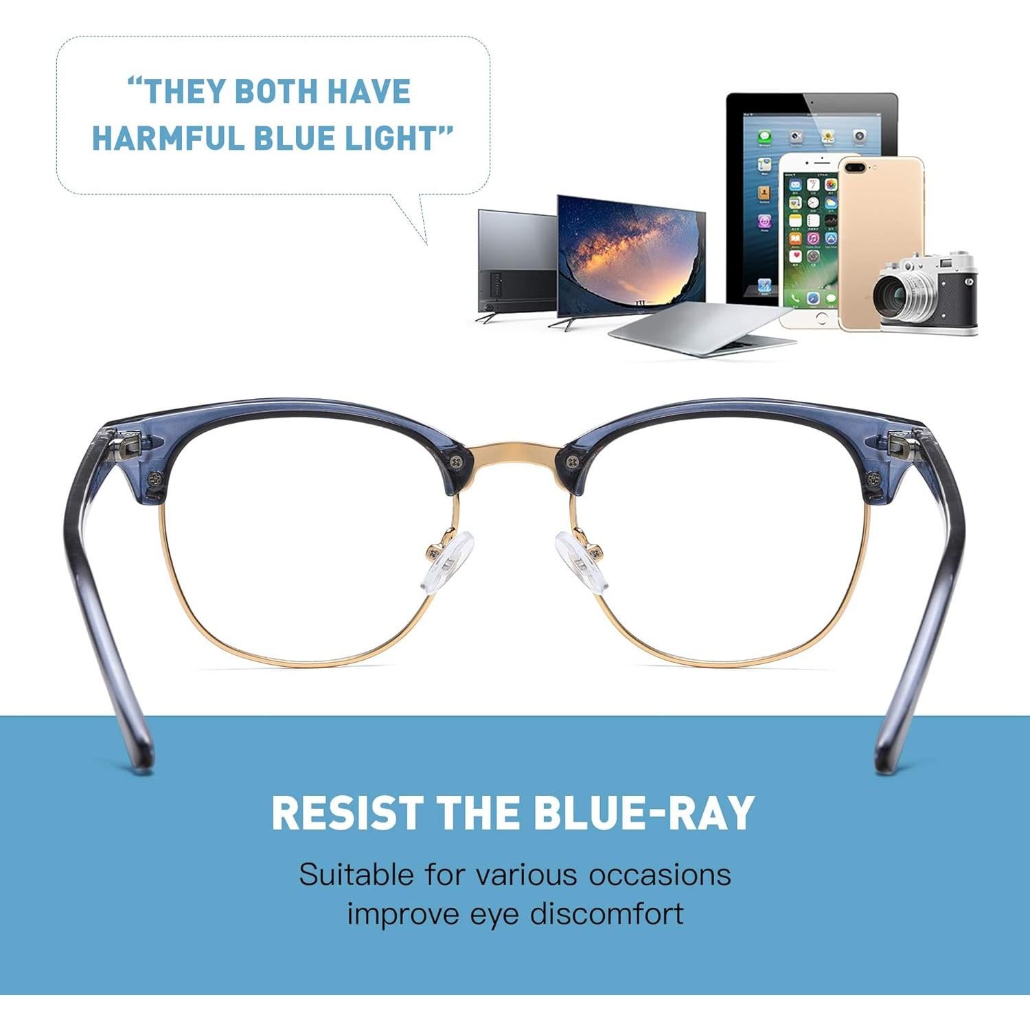 Gafas AOMASTE Anti Luz Azul Media Montura Lente Clara