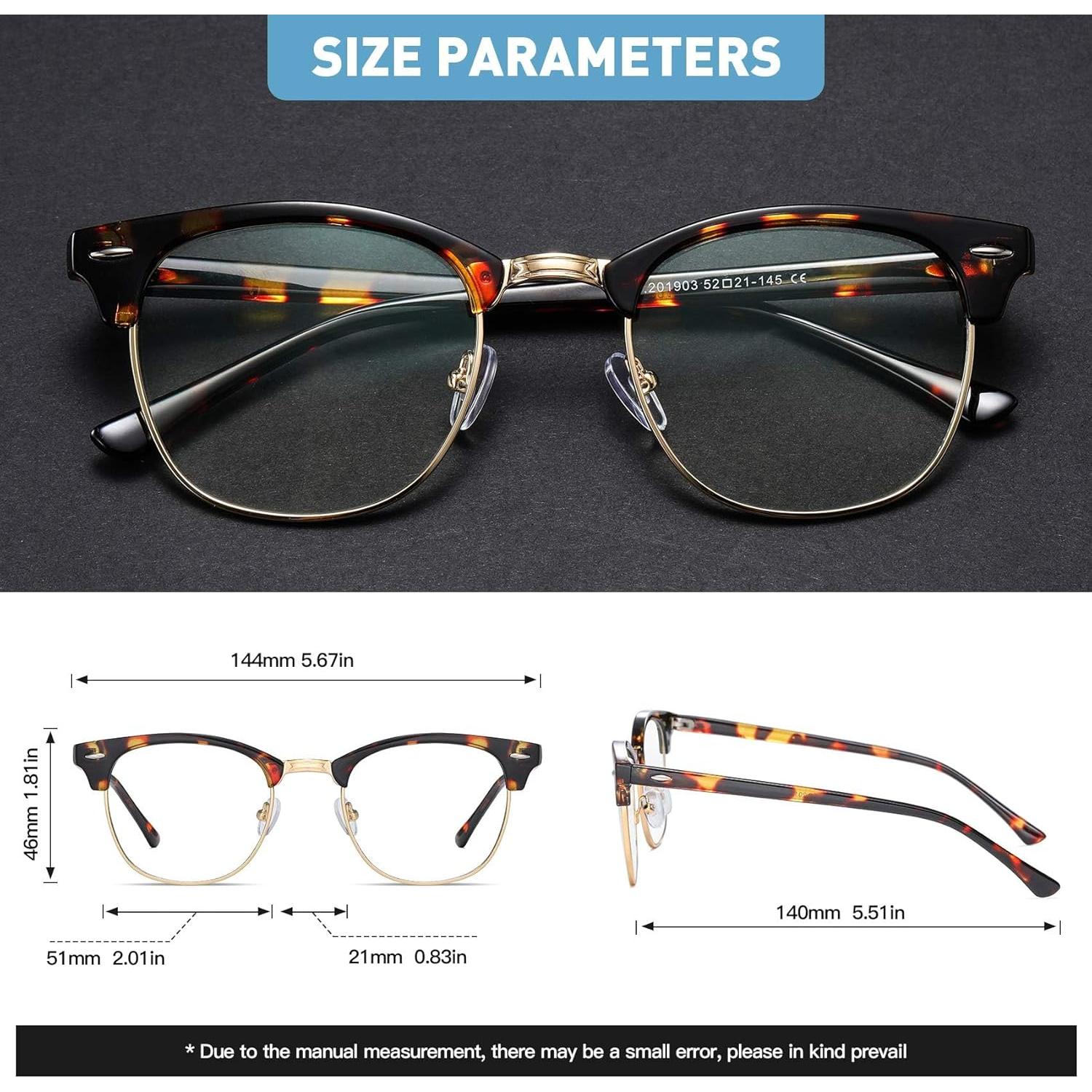 Gafas Anti Luz Azul AOMASTE Media Montura UV Claro