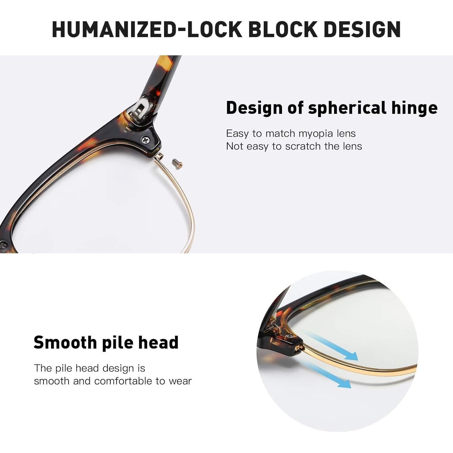 Gafas Anti Luz Azul AOMASTE Media Montura UV Claro