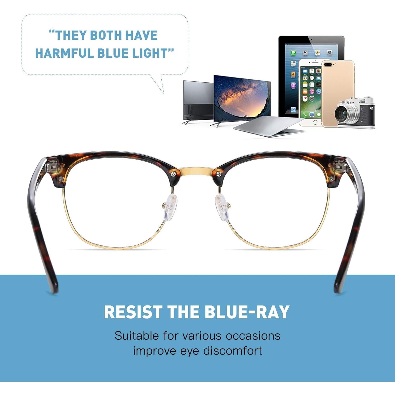 Gafas Anti Luz Azul AOMASTE Media Montura UV Claro