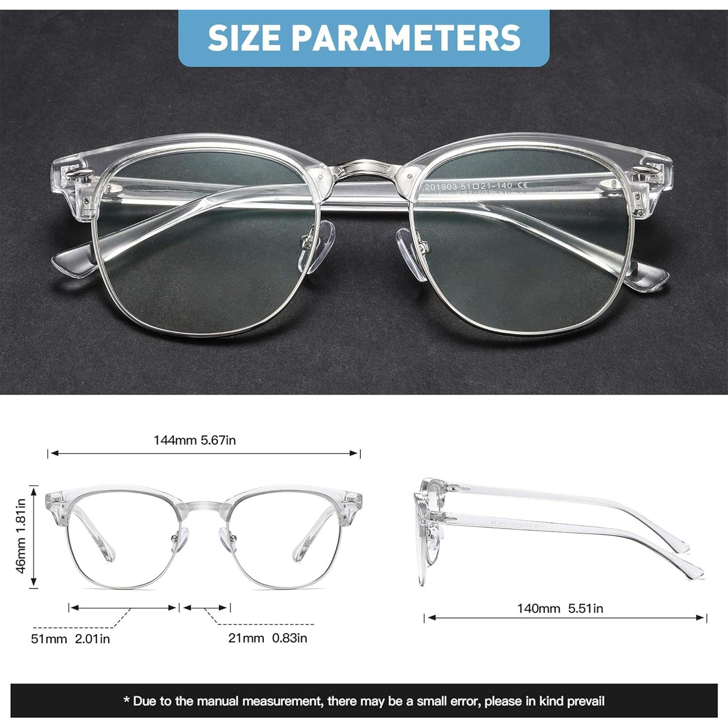 Gafas Anti Luz Azul AOMASTE Unisex Marco Plateado