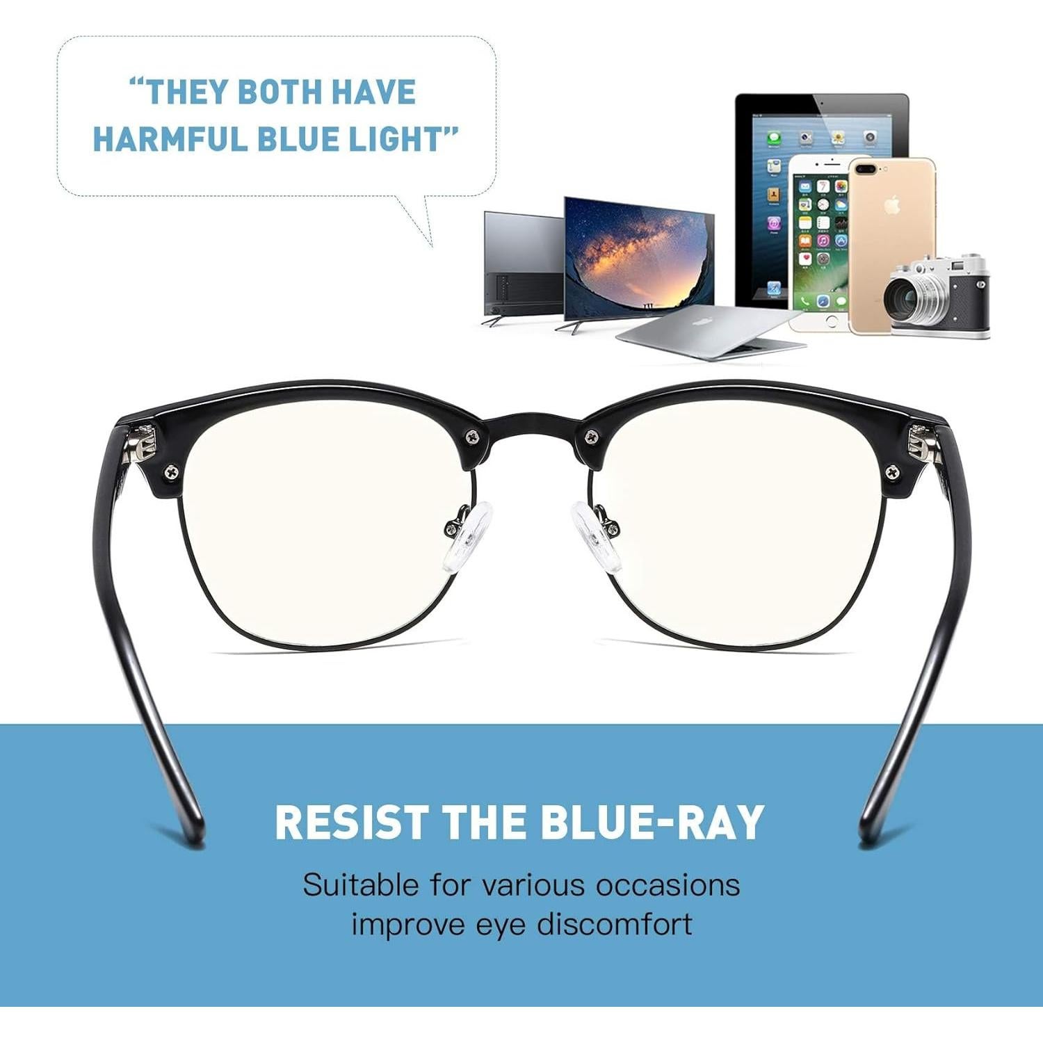 Gafas AOMASTE Anti Luz Azul Media Montura UV Claro