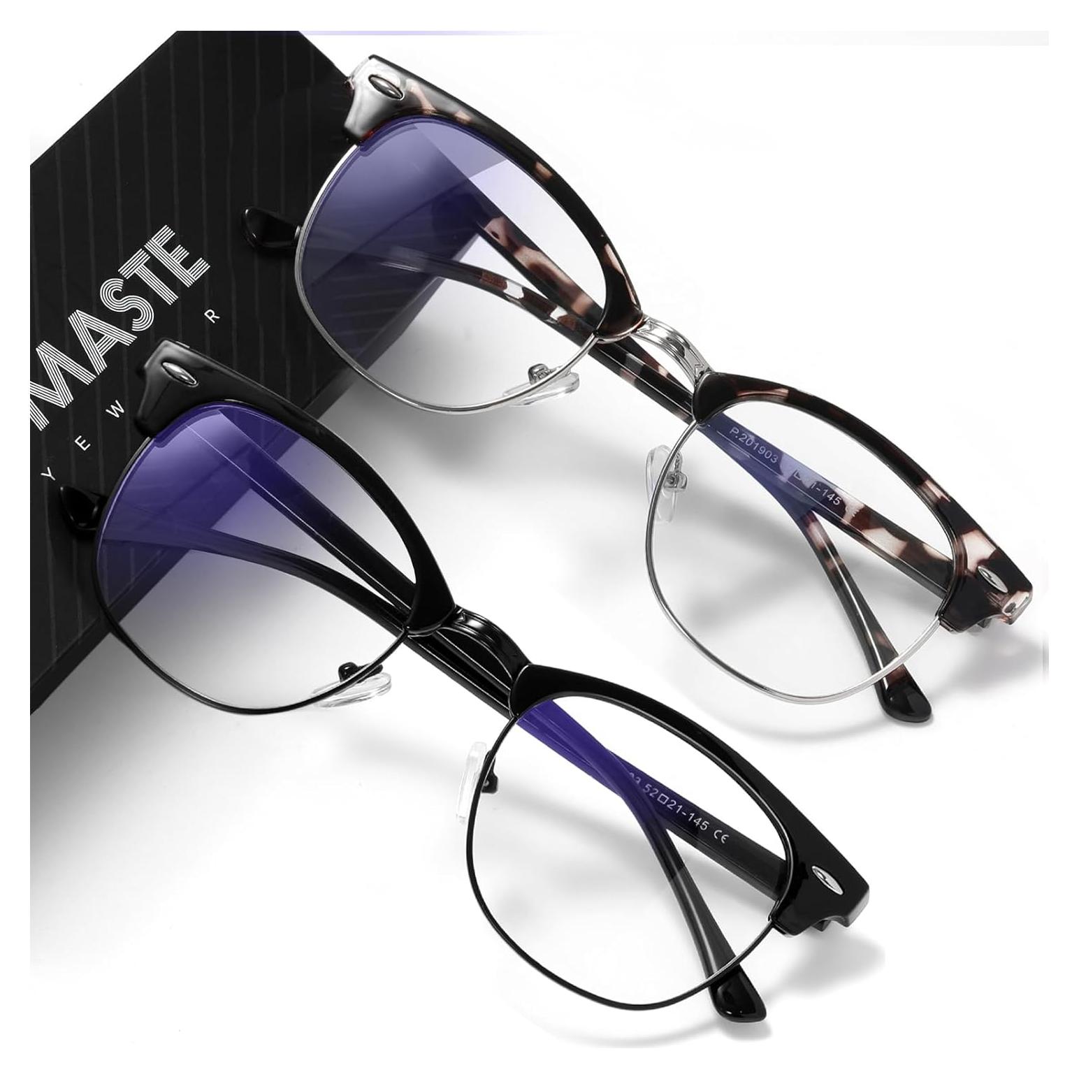 Gafas Anti Luz Azul AOMASTE Media Montura UV Claro