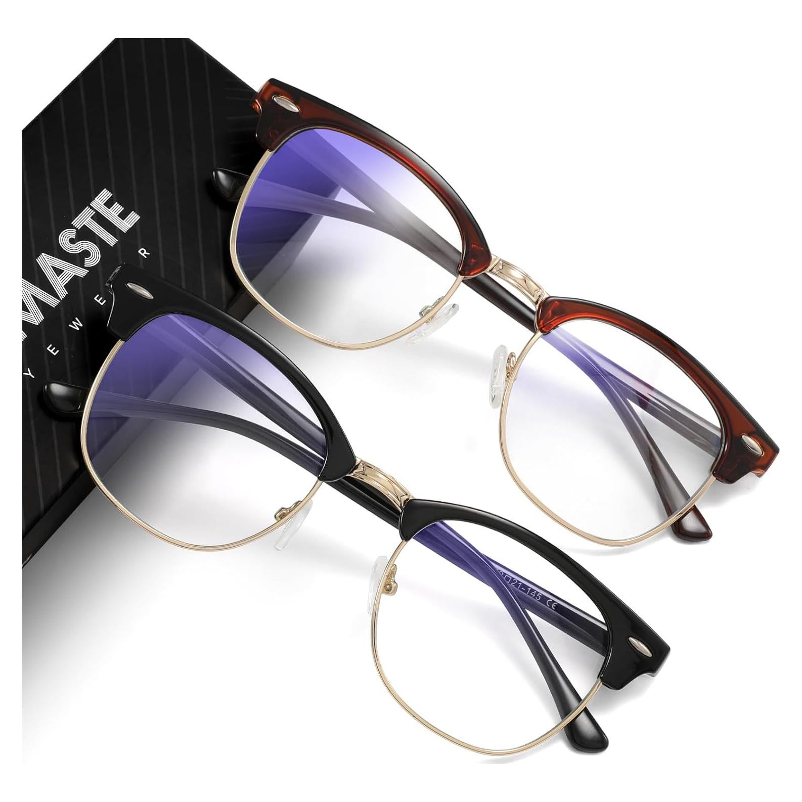 Gafas Anti Luz Azul AOMASTE Media Montura UV Claro