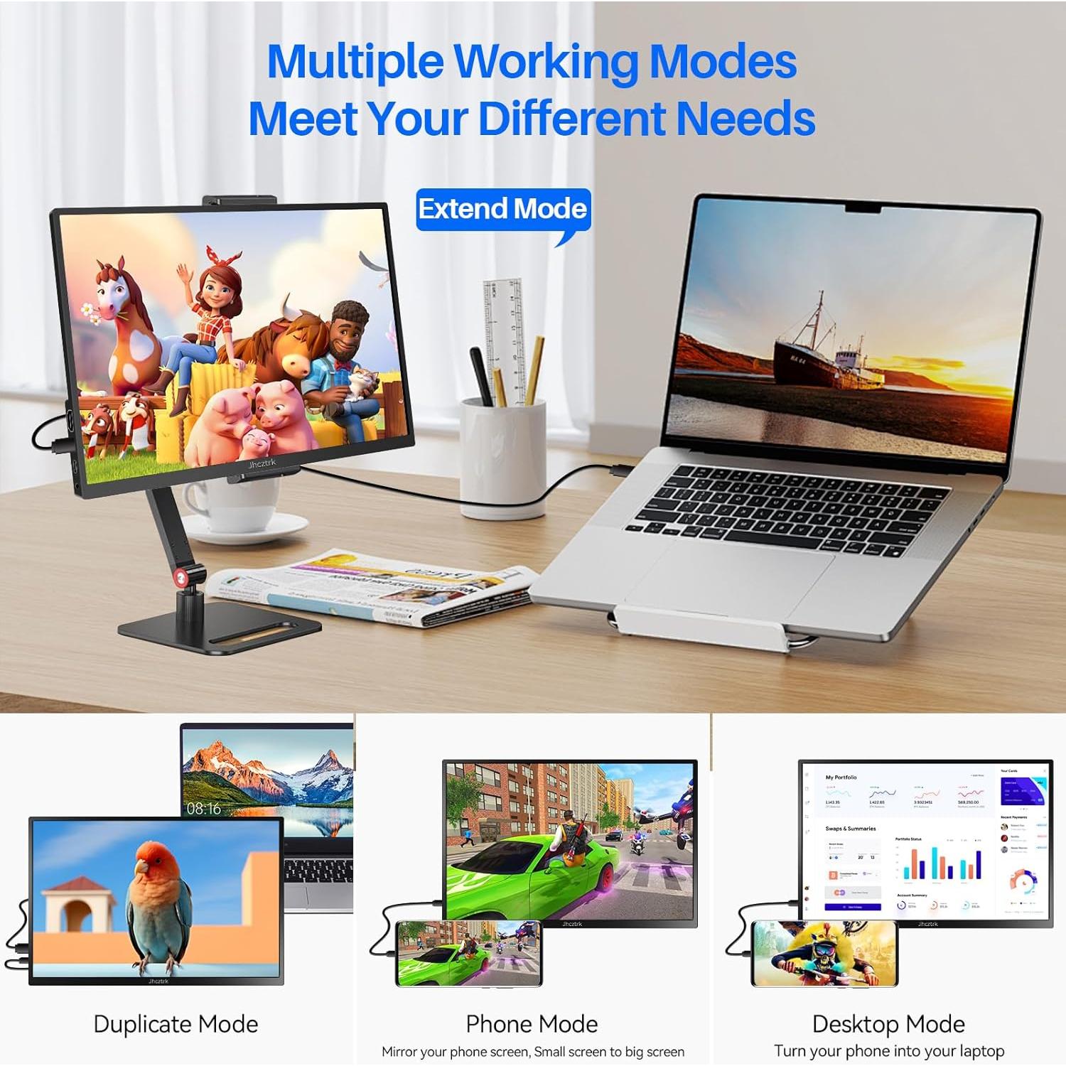 Monitor Portátil Táctil 14" FHD IPS Jhcztrk - Delgado y Ligero