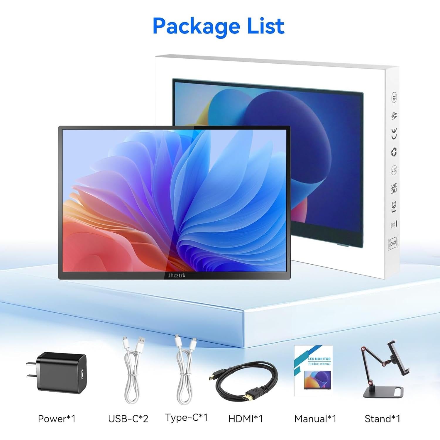 Monitor Portátil Táctil 14" FHD IPS Jhcztrk - Delgado y Ligero