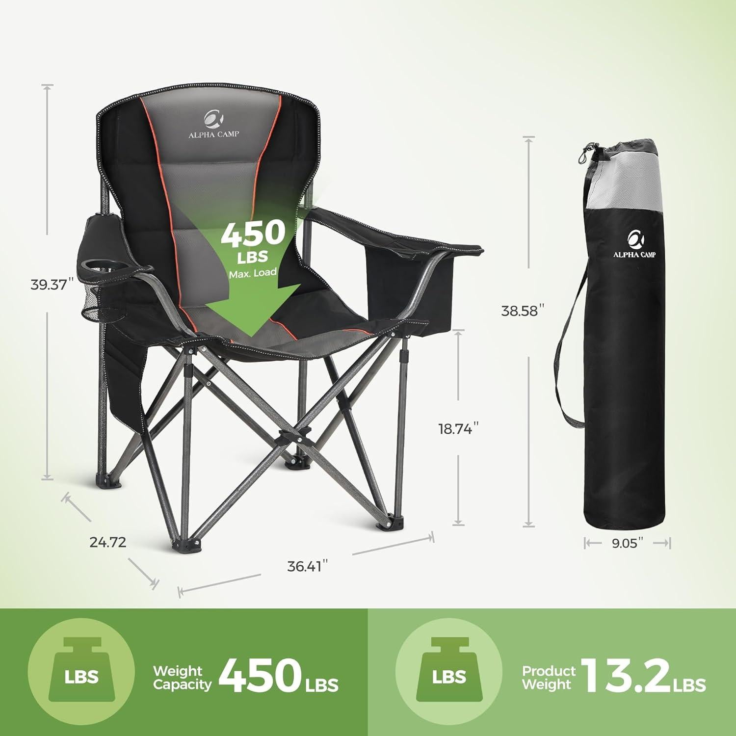 Silla de Camping Plegable LET'S CAMP 2 Pzas Resistente con Cojín