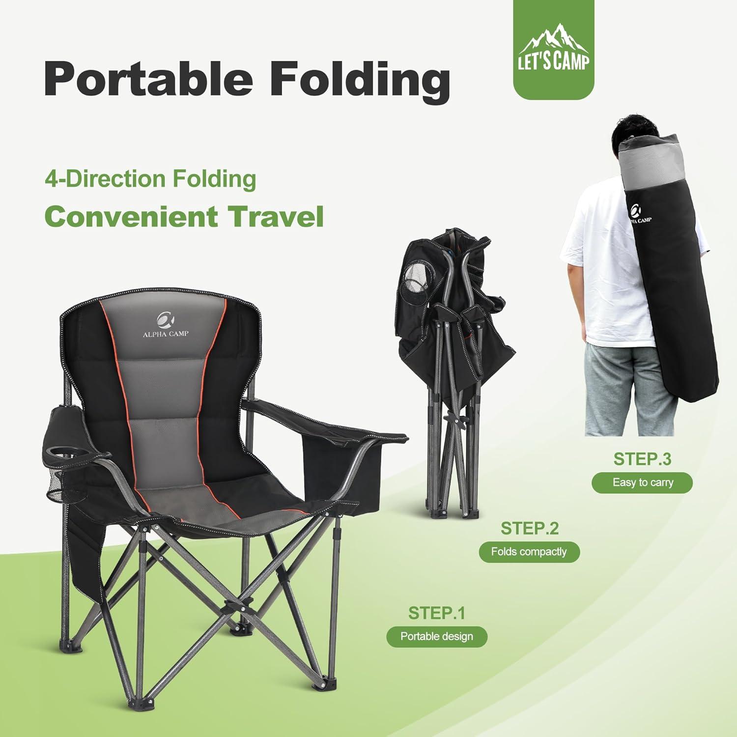 Silla de Camping Plegable LET'S CAMP 2 Pzas Resistente con Cojín