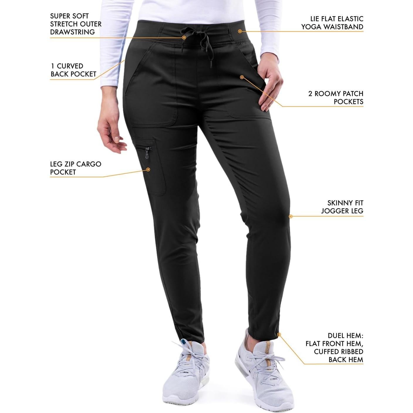 Pantalones Scrubs Jogger de Yoga Adar Pro para Mujeres - Negro