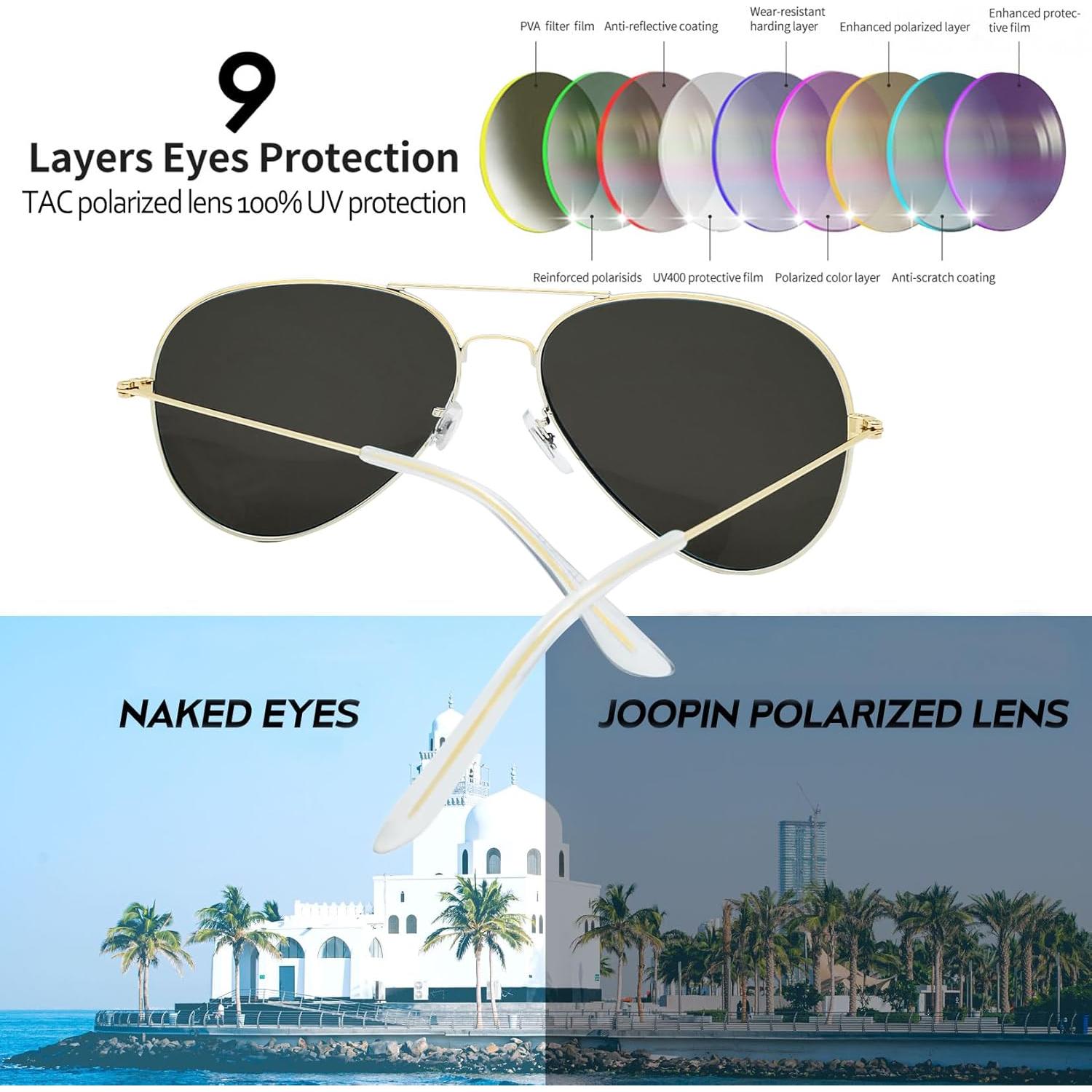 Gafas de sol aviador Joopin polarizadas UV400 doradas