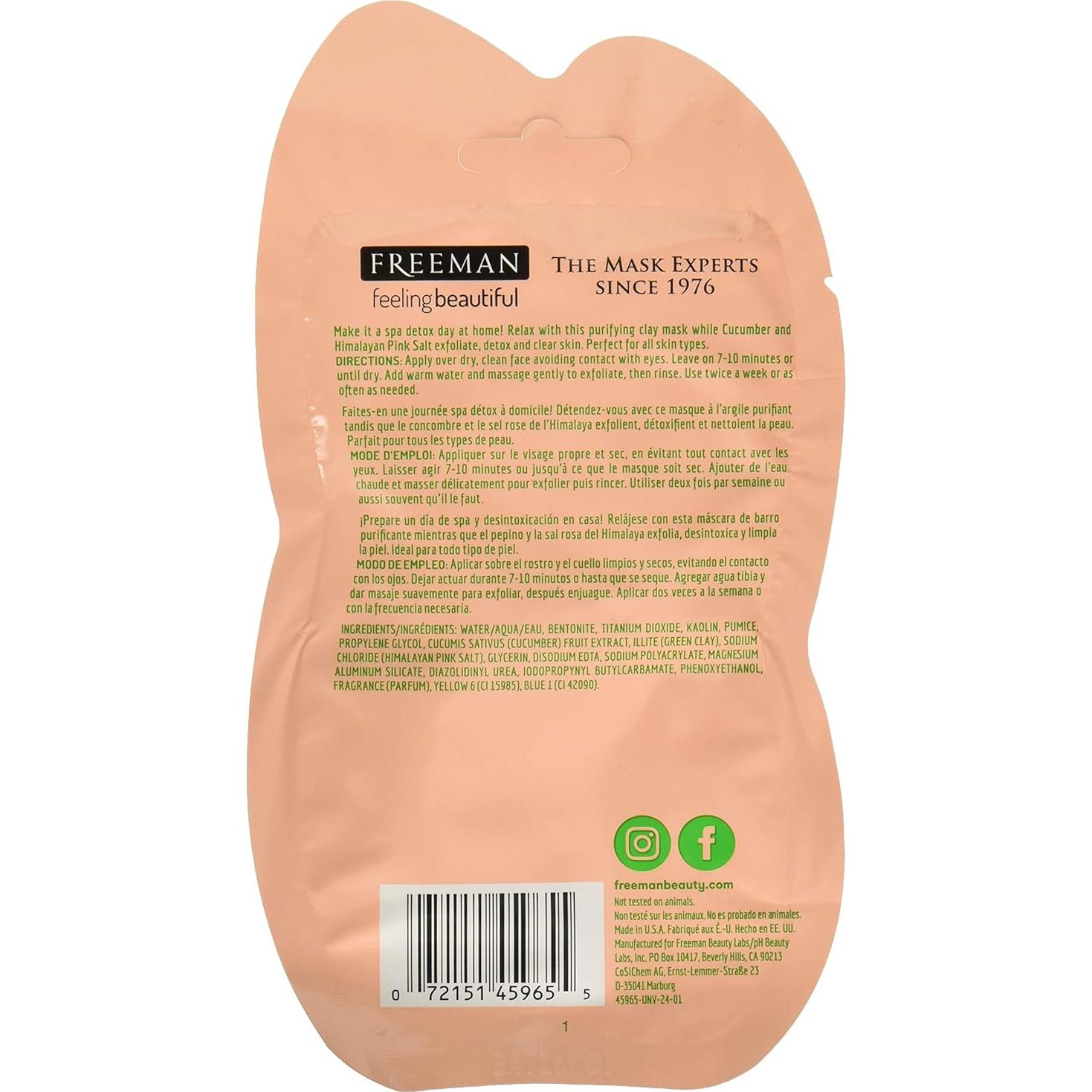 Mascarilla Facial Freeman de Pepino y Arcilla Rosa 170g