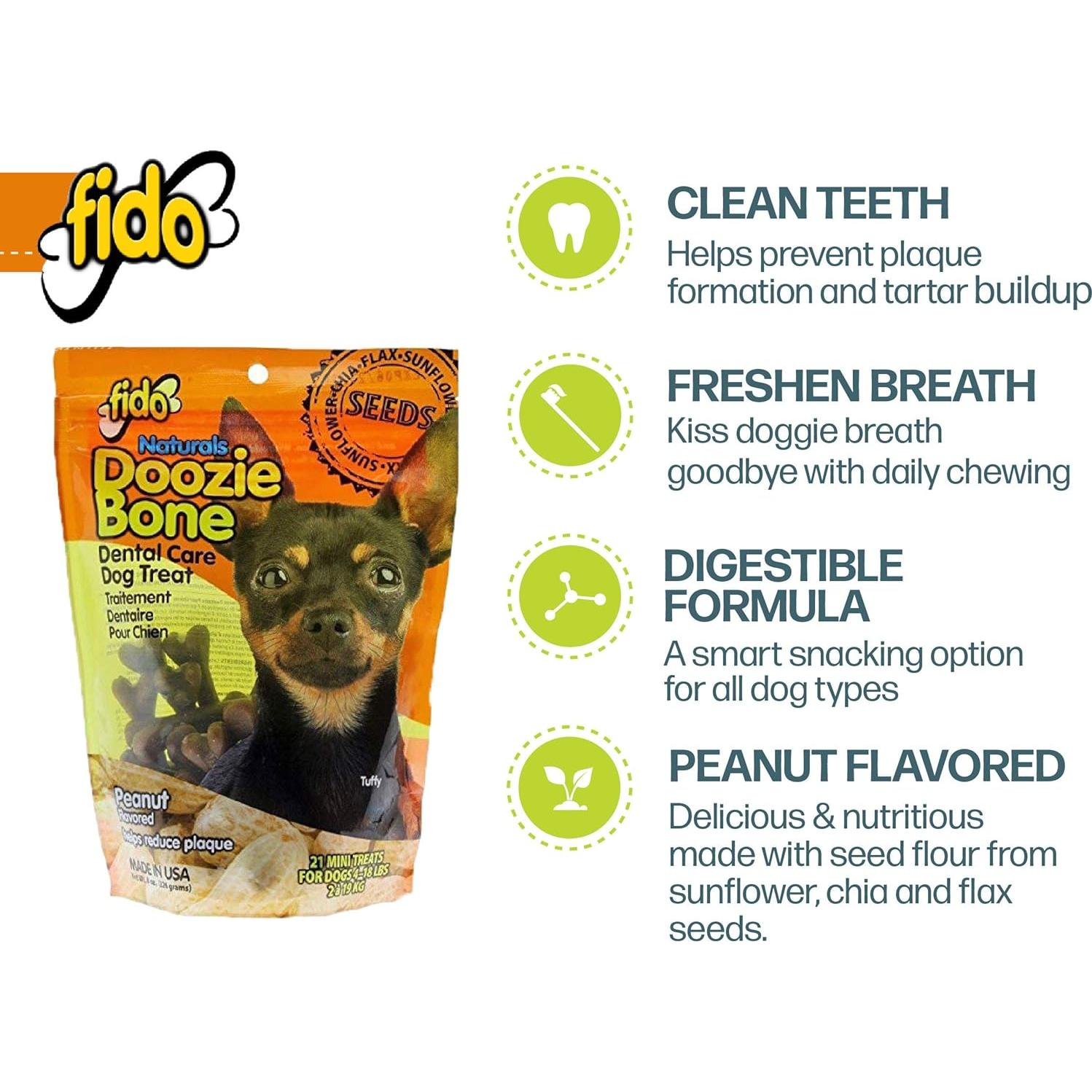 Huesos Doozie Fido para Perros Mini Sabor Cacahuate 21ct