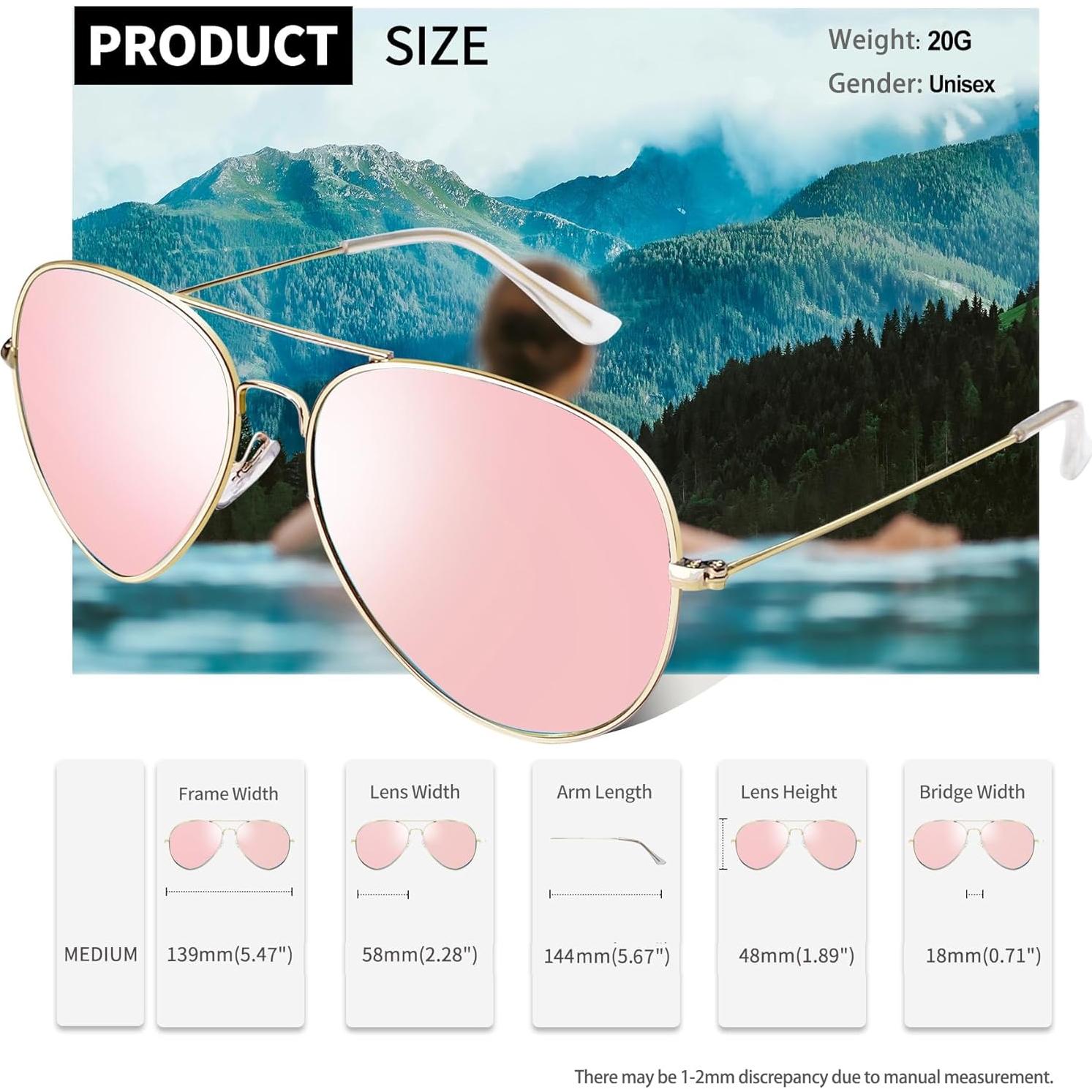 Gafas de Sol Polarizadas Joopin Rosa Espejado UV400