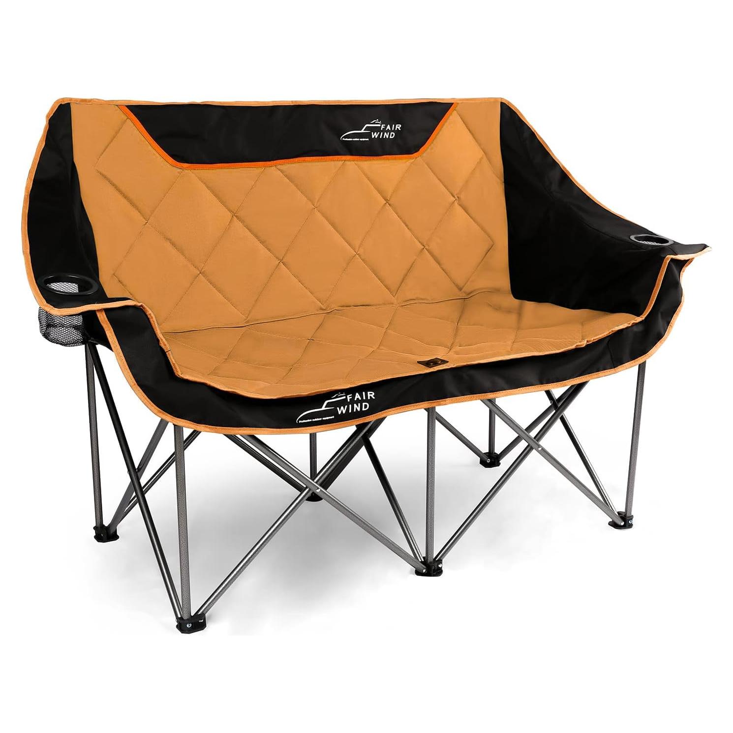 Silla de Camping FAIR WIND Sofá Doble Acolchado Naranja