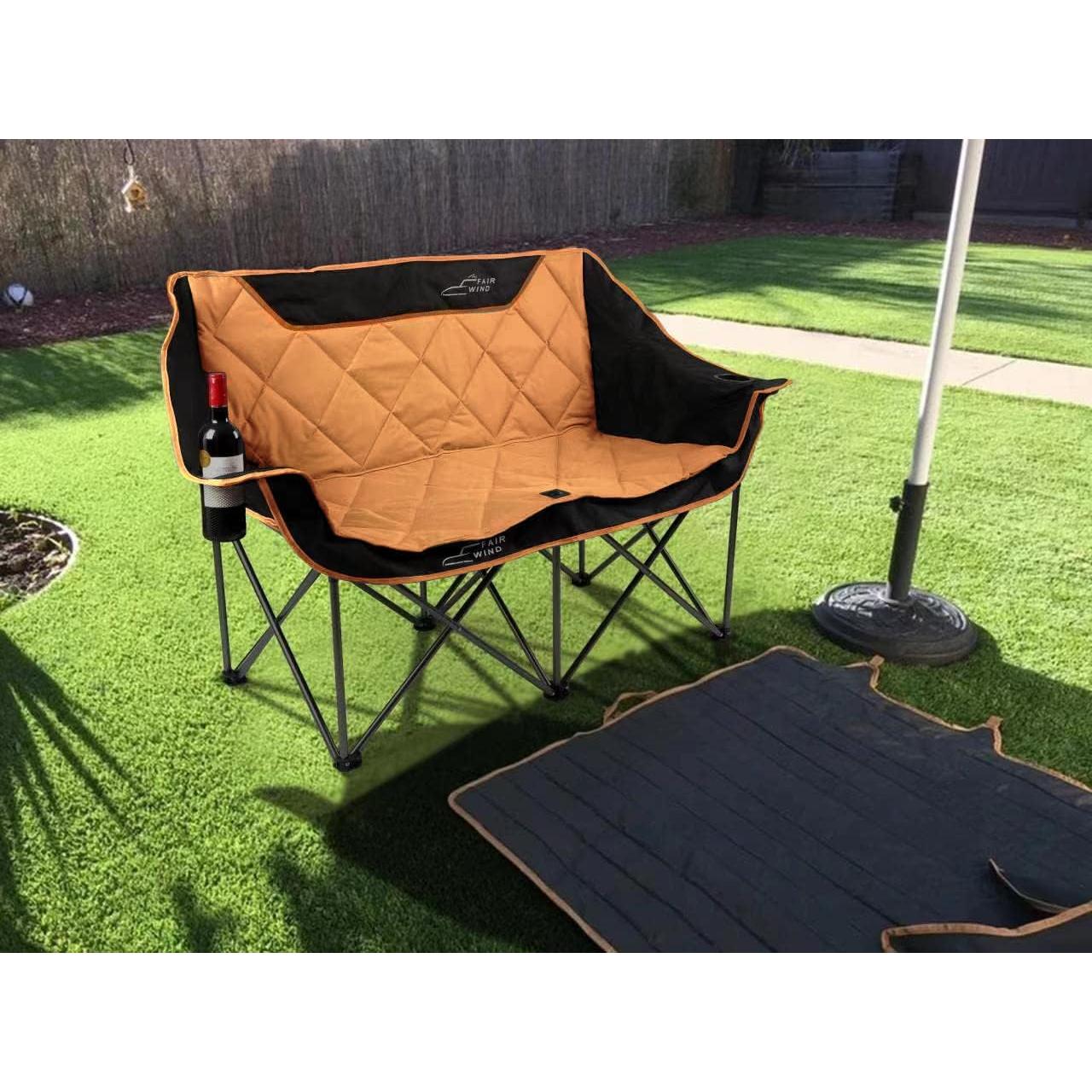 Silla de Camping FAIR WIND Sofá Doble Acolchado Naranja
