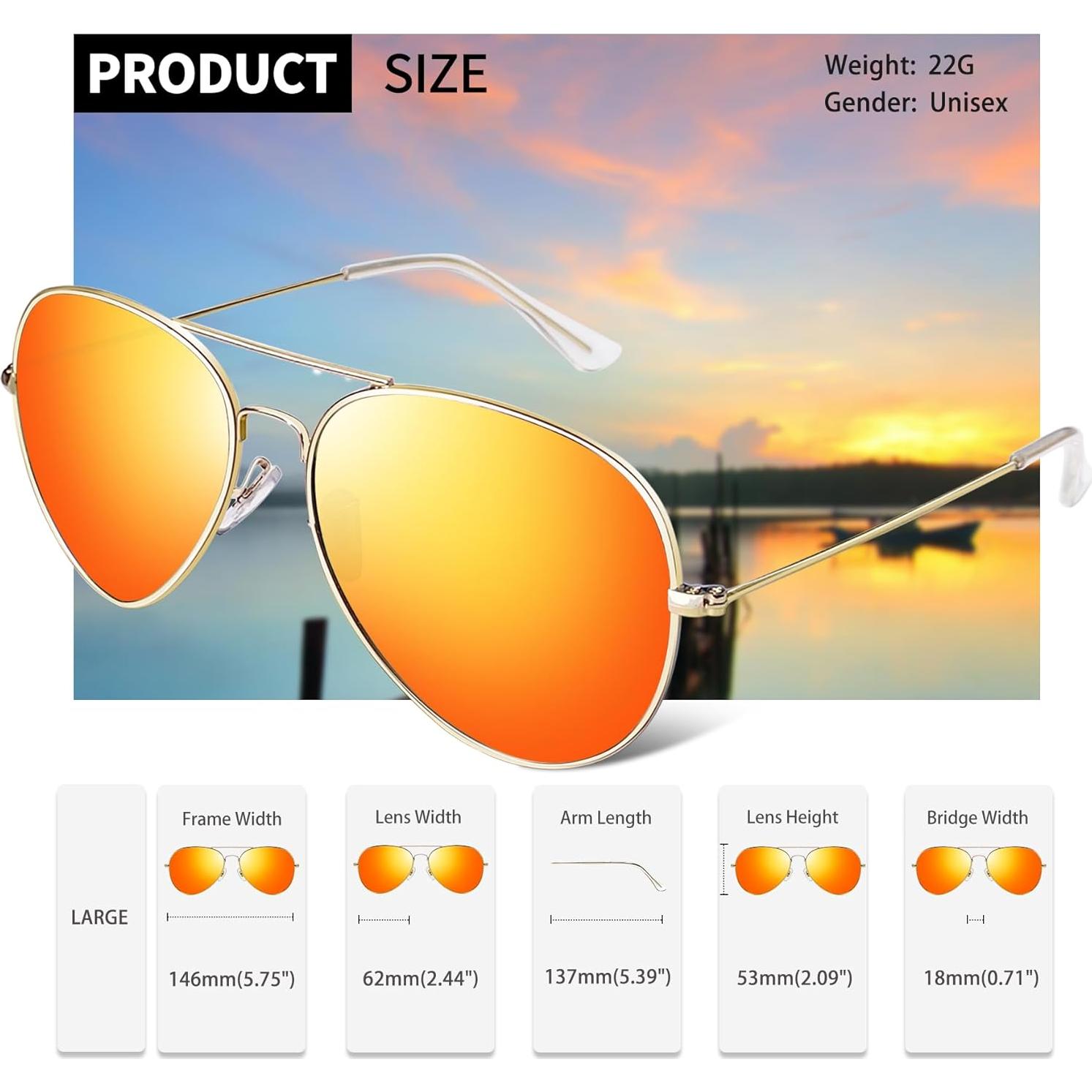 Gafas de sol polarizadas Joopin doradas UV400 para hombres