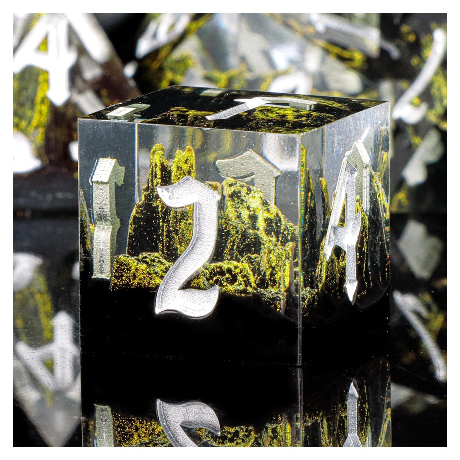 Juego de Dados de Resina DND Kerwells - 7 Piezas con Estuche