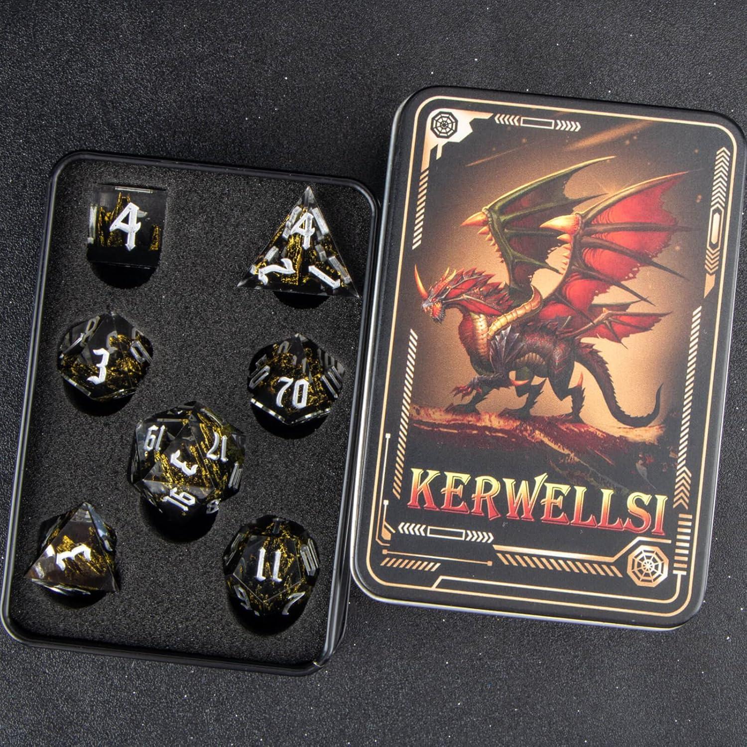 Juego de Dados de Resina DND Kerwells - 7 Piezas con Estuche
