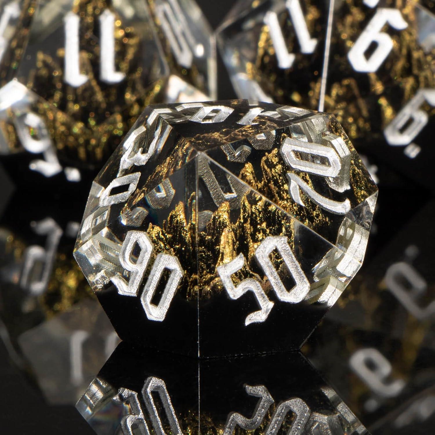 Juego de Dados de Resina DND Kerwells - 7 Piezas con Estuche