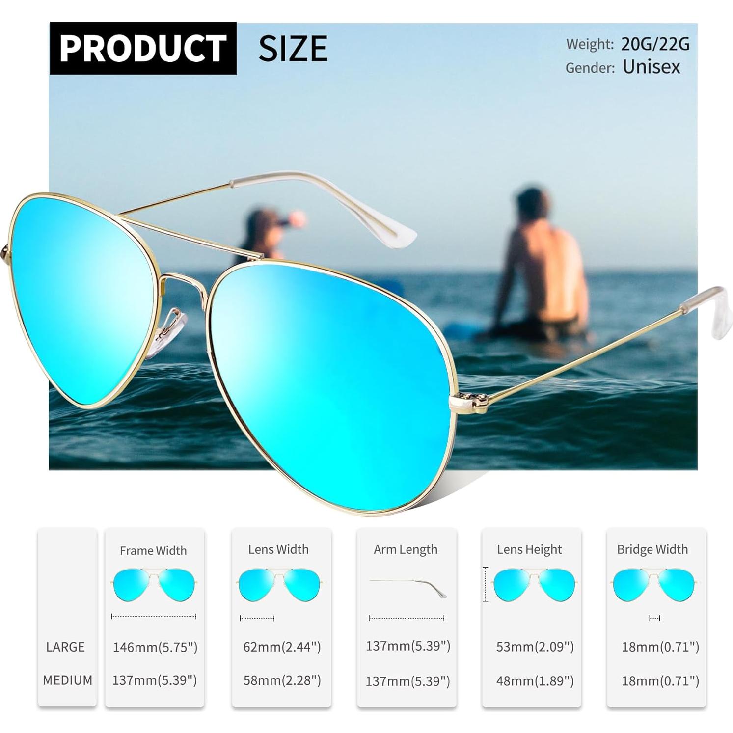 Gafas de sol aviador Joopin UV400 polarizadas unisex