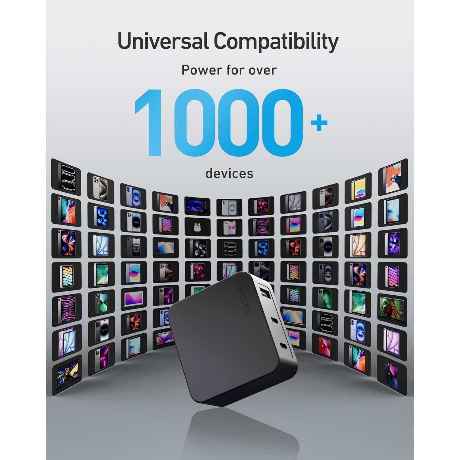 Cargador USB C Nekmit 67W Rápido 3 Puertos GaN Negro