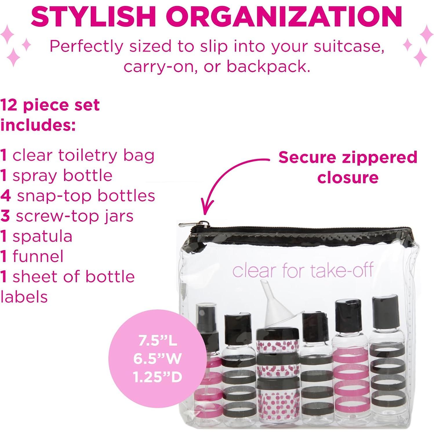 Kit de Aseo de Viaje Miamica 12 Piezas Aprobado por TSA