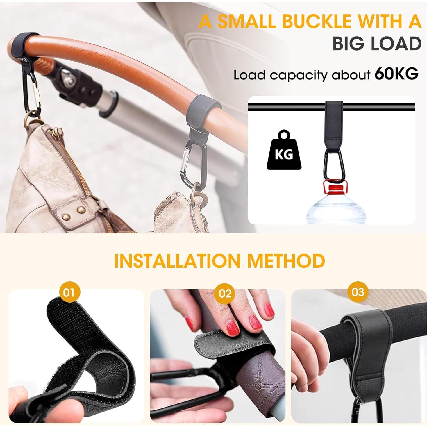 Ganchos Universales para Cochecitos 2PCS - Negro, 20kg