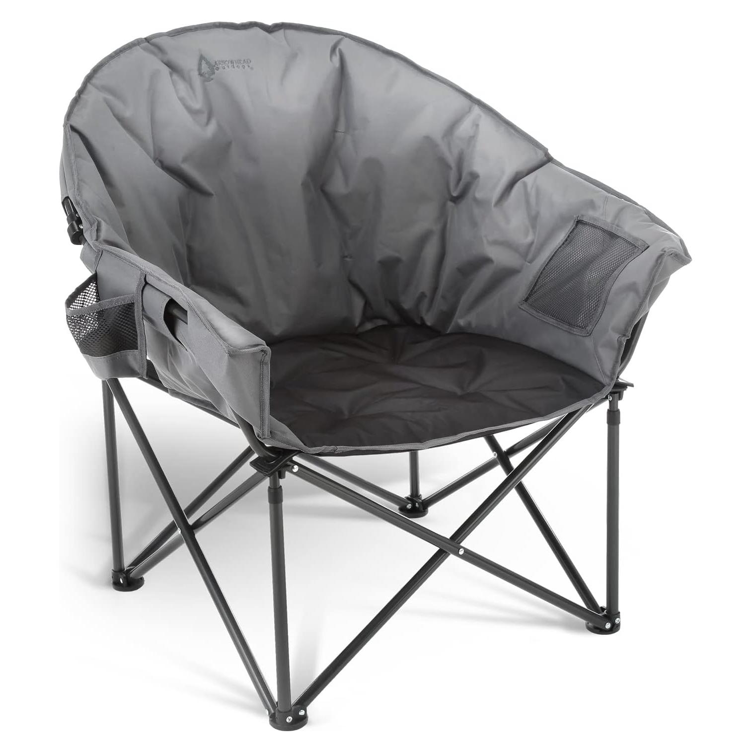 Silla de Camping Plegable ARROWHEAD Gris con Porta Vasos