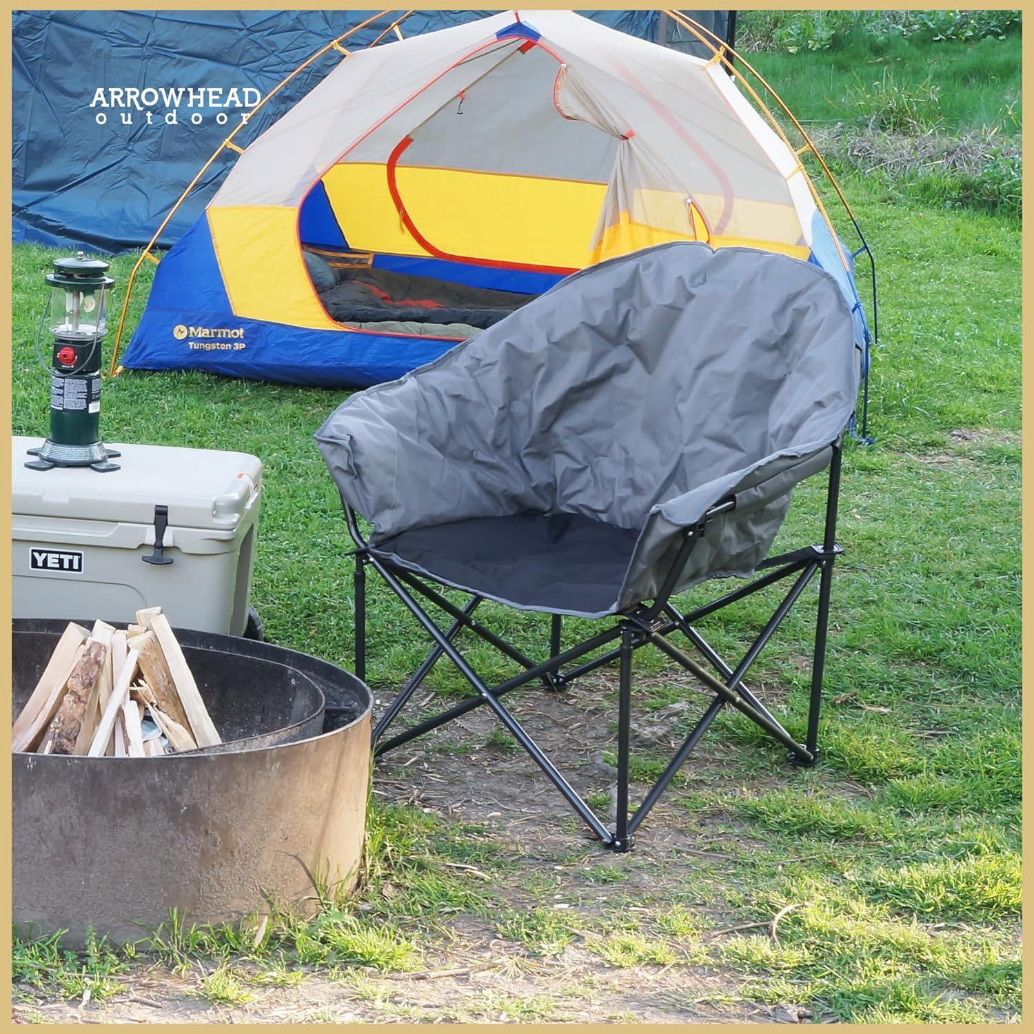 Silla de Camping Plegable ARROWHEAD Gris con Porta Vasos