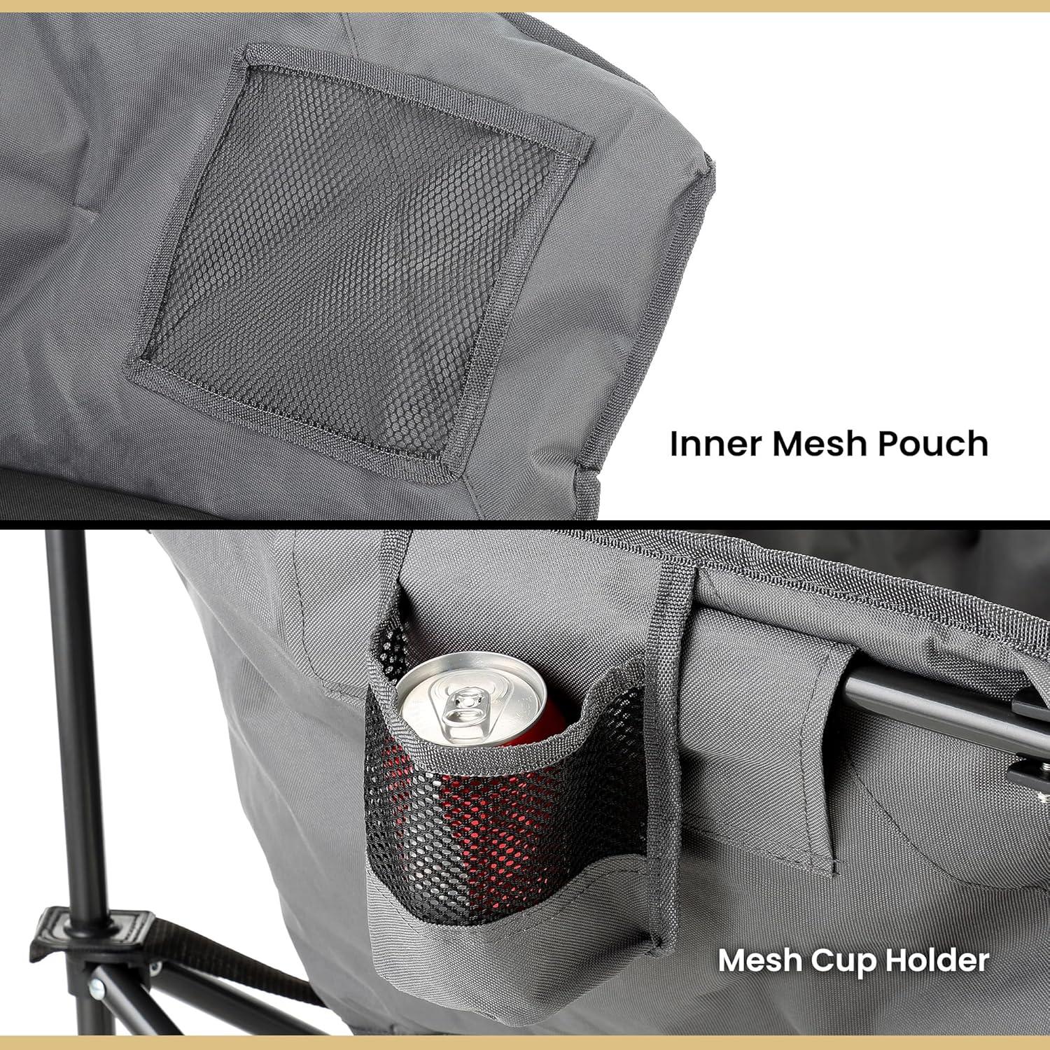 Silla de Camping Plegable ARROWHEAD Gris con Porta Vasos