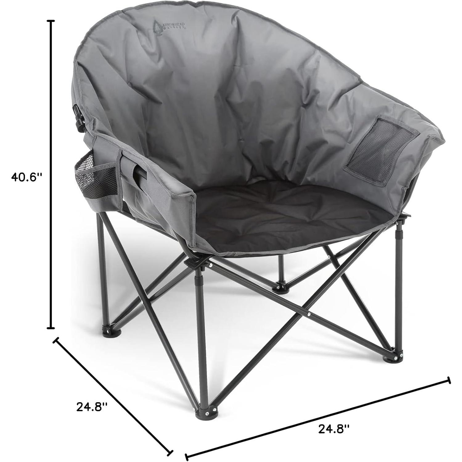 Silla de Camping Plegable ARROWHEAD Gris con Porta Vasos