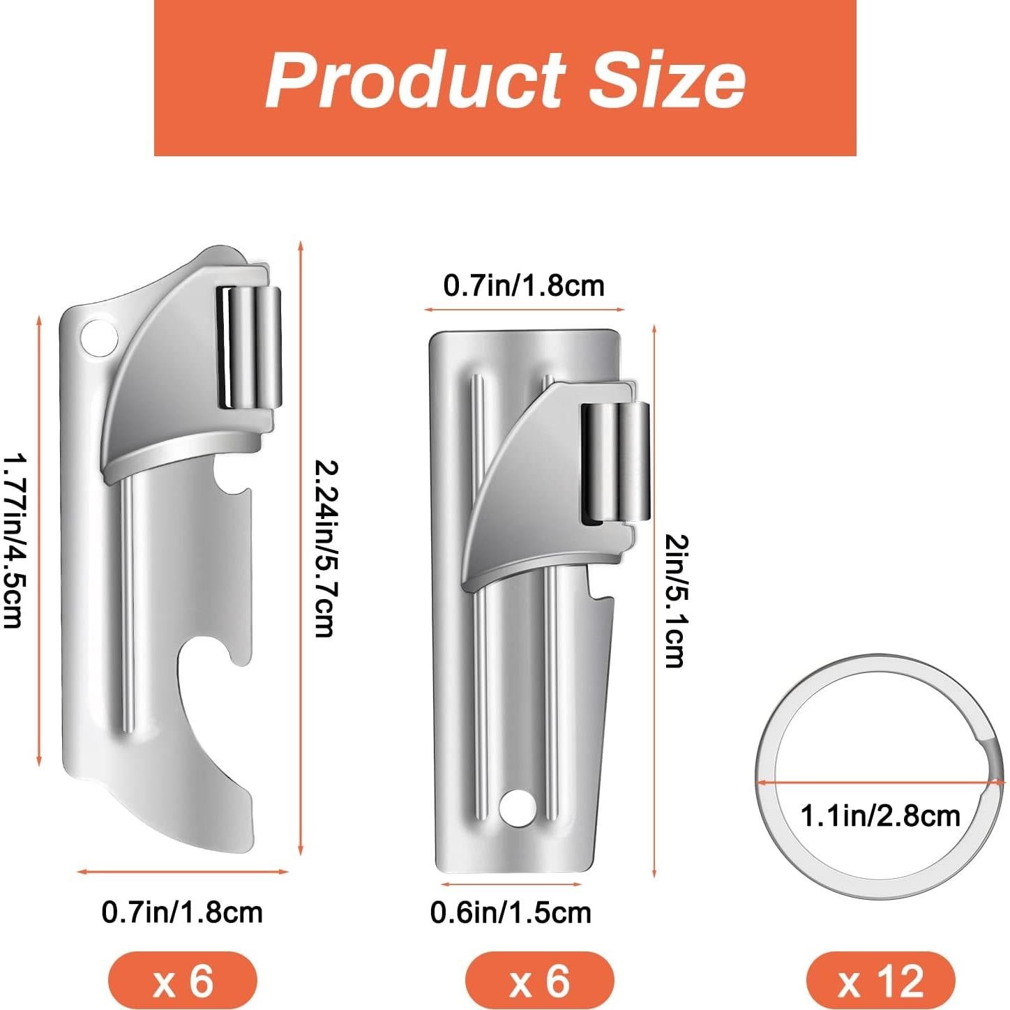 12 Abrelatas de Acero Inoxidable Anglecai para Camping