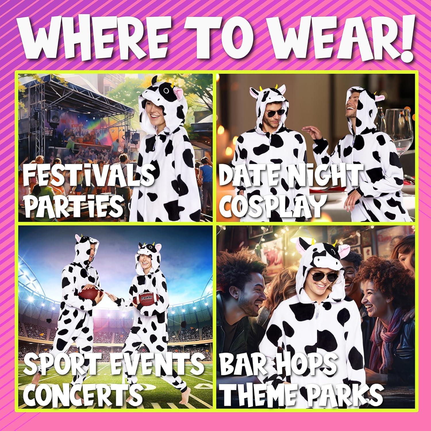 Mono Disfraz de Animal Funziez! para Adultos - Vaca Mediana