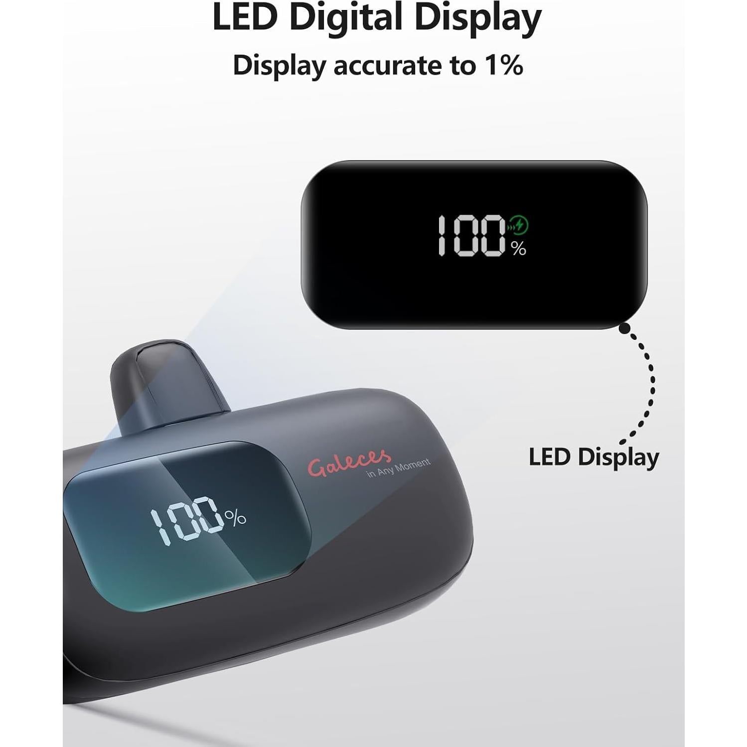 Cargador Portátil Mini Galeces 20W 5000mAh USB-C Negro