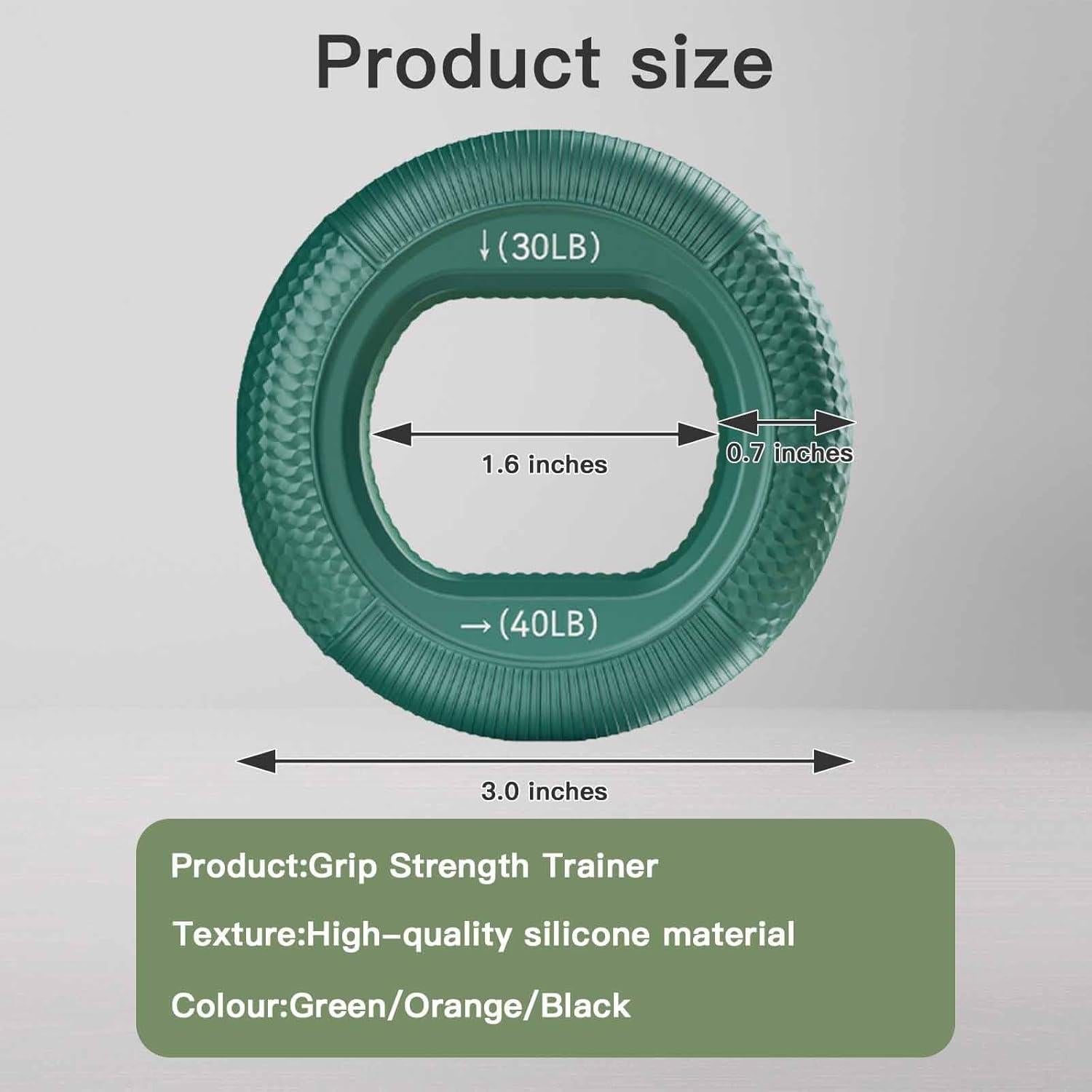 Entrenador de Fuerza de Agarre AIKESIWAY - 3 Anillos Silicona 30-80lbs