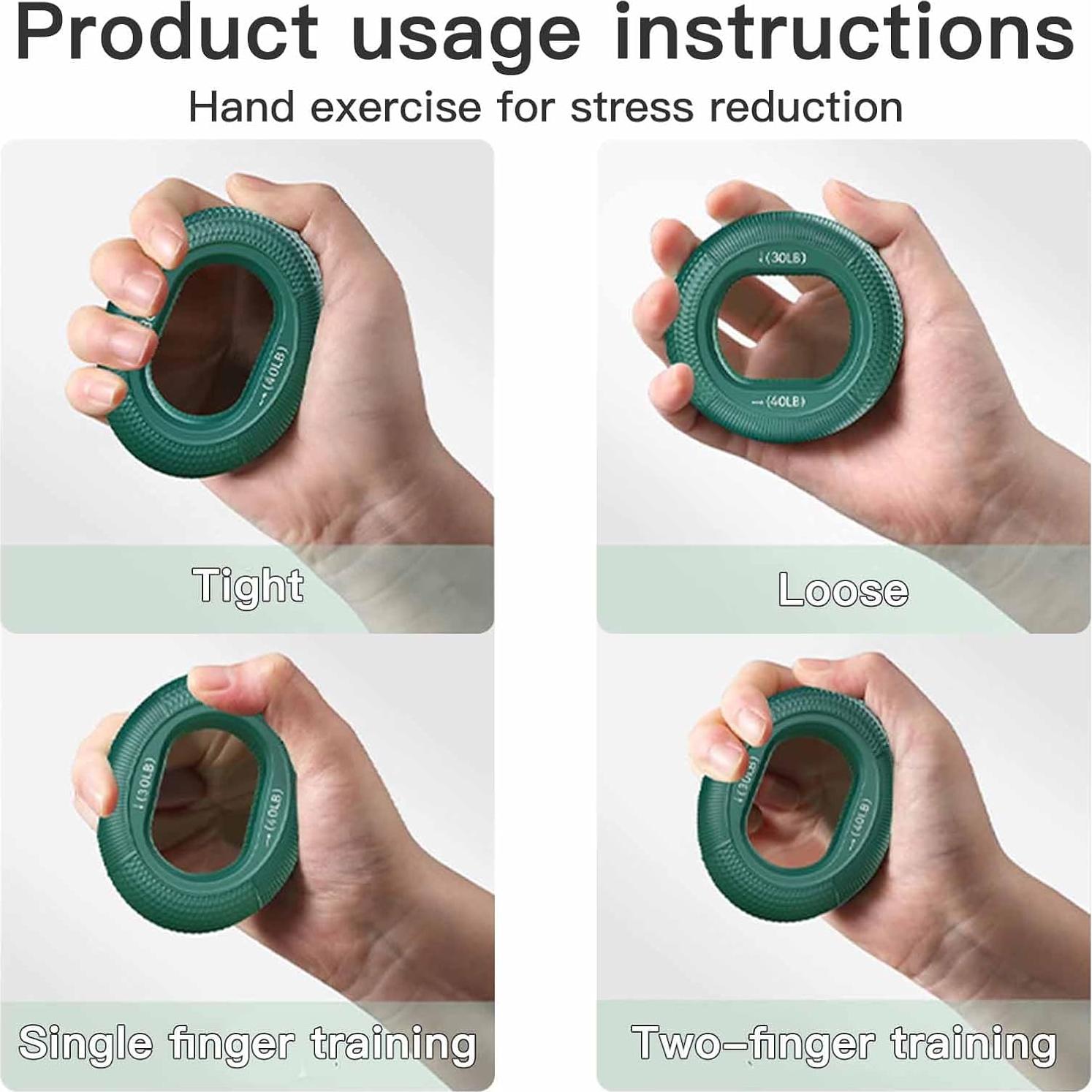 Entrenador de Fuerza de Agarre AIKESIWAY - 3 Anillos Silicona 30-80lbs