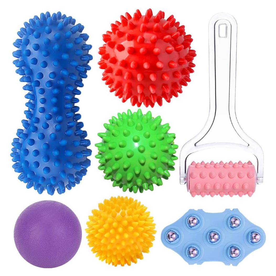 Herramientas de Masaje MUMUWIND - 7 Pelotas Espinosas y Rodillo