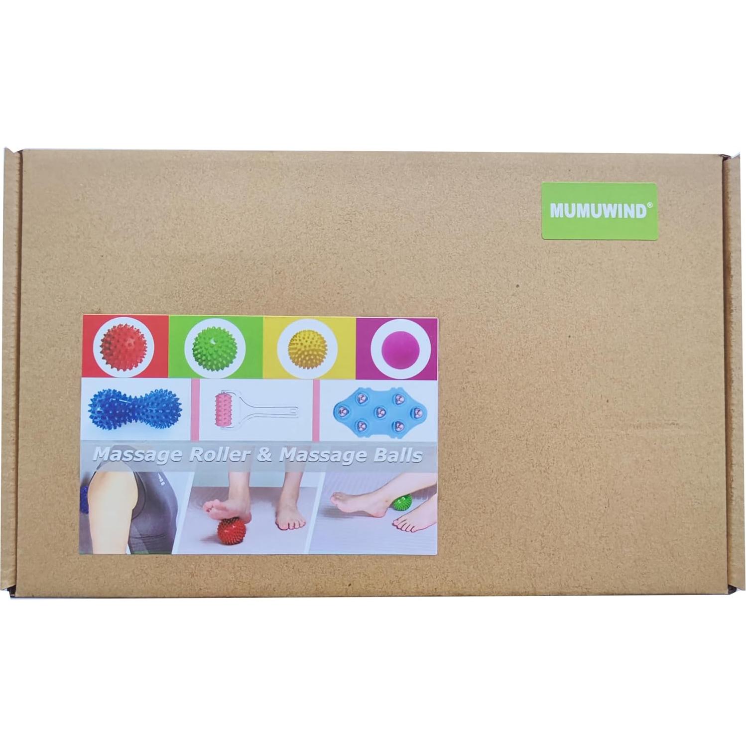 Herramientas de Masaje MUMUWIND - 7 Pelotas Espinosas y Rodillo