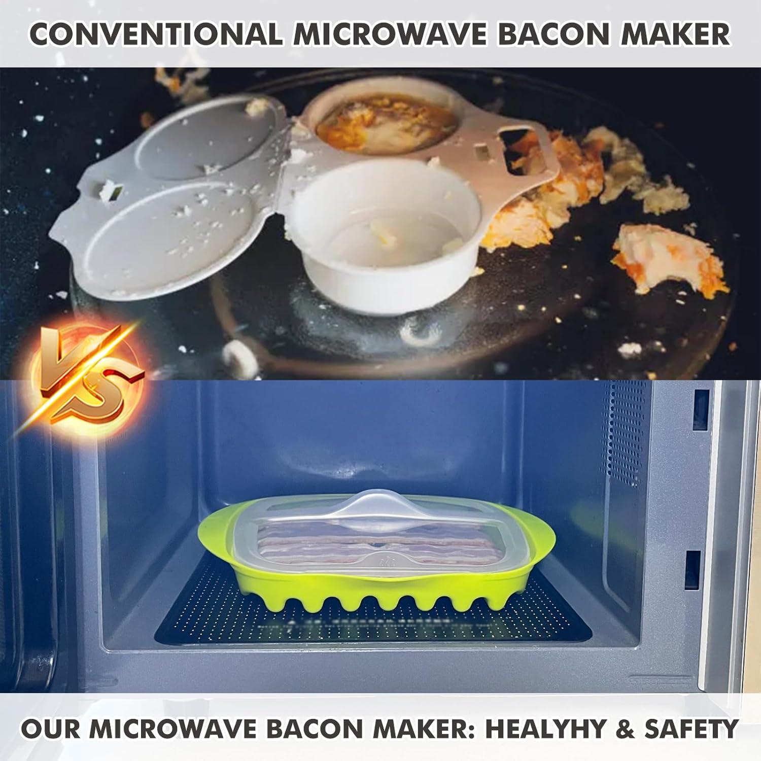 Cocinador de tocino para microondas Newkaijian verde 27x24cm